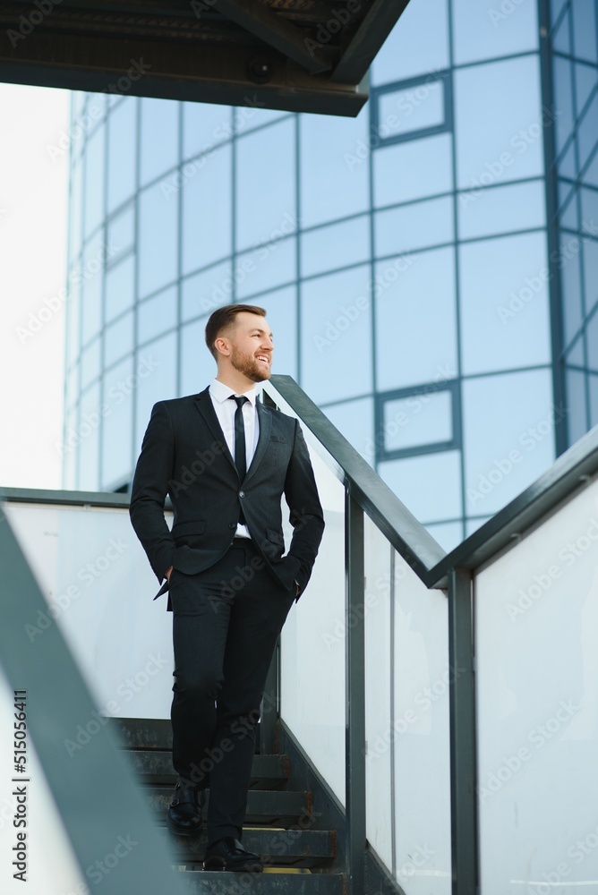 Fototapeta premium Portrait of a smiling businessman in a modern business environment