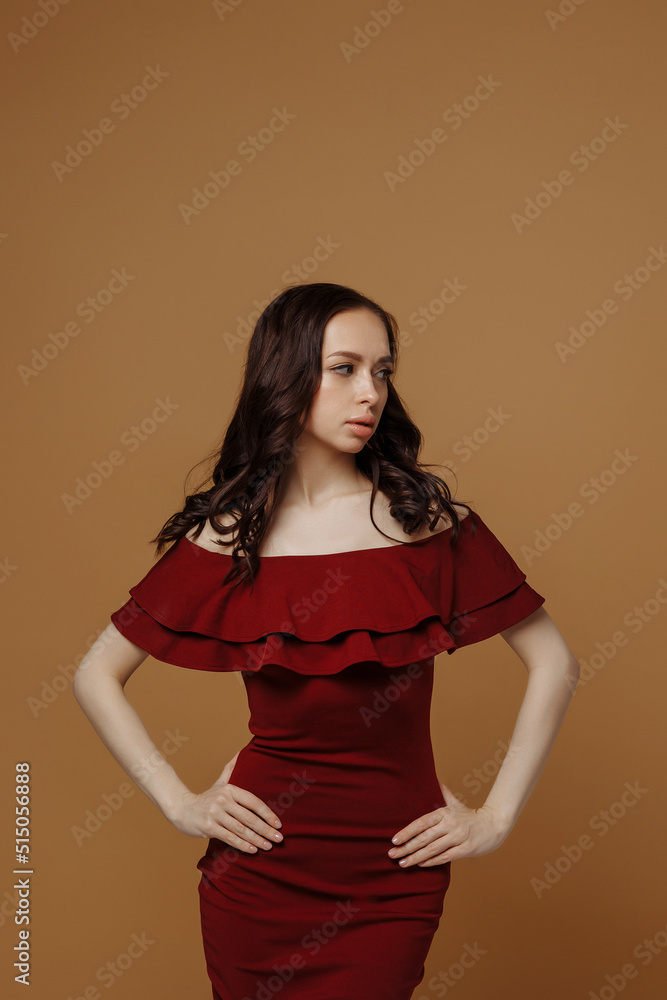 Beautiful woman in a red dress. Beautiful woman in a red dress.