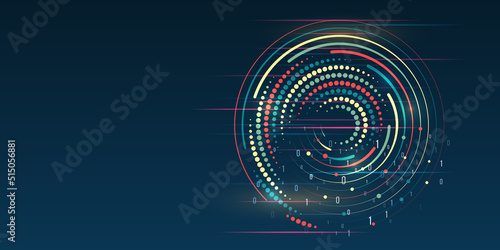 Structuring the flow of information. Data analytics concept. Sorting a large amount of data on a dark background.