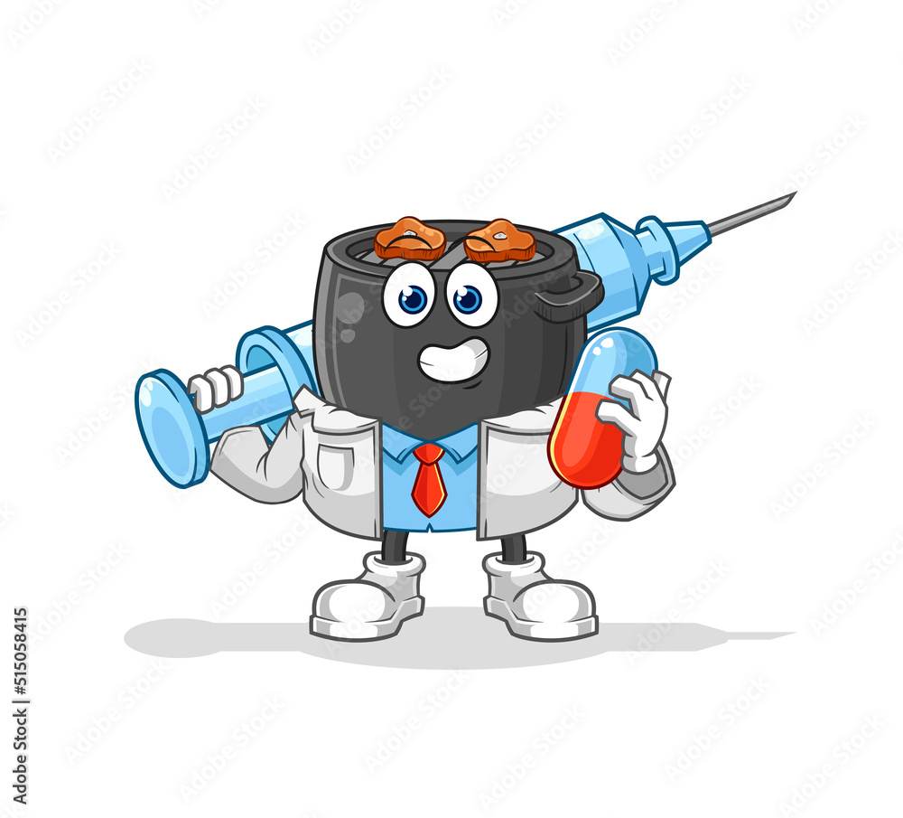 barbecue doctor holding medichine and injection barbecue doctor holding medichine and injection