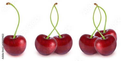 Cherry collection on isolated white background