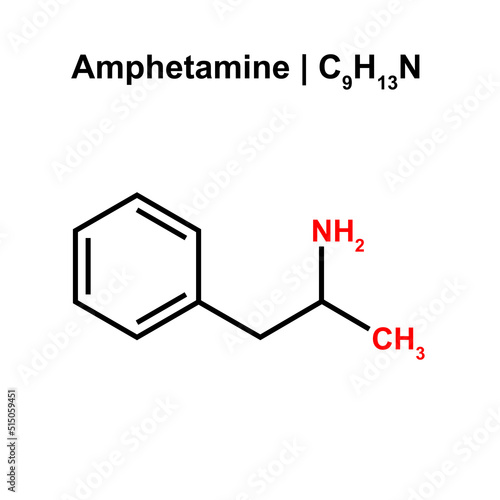 Amphetamine Molecule (C9H13N) Chemical Structure. Vector Illustration. photo