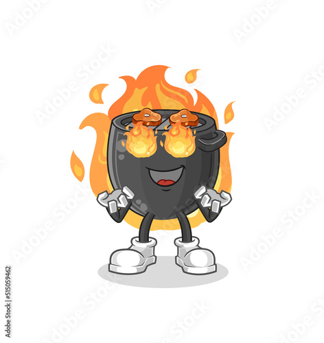 barbecue on fire mascot. cartoon vector