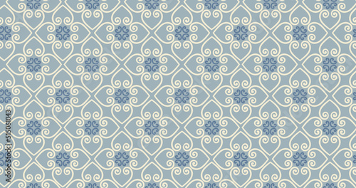Abstract seamless pattern. Arabic line ornament with geometric shapes. Linear...