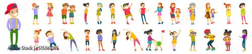 Smiley kids lifestyle illustrations.