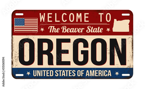 Welcome to Oregon vintage rusty license plate photo