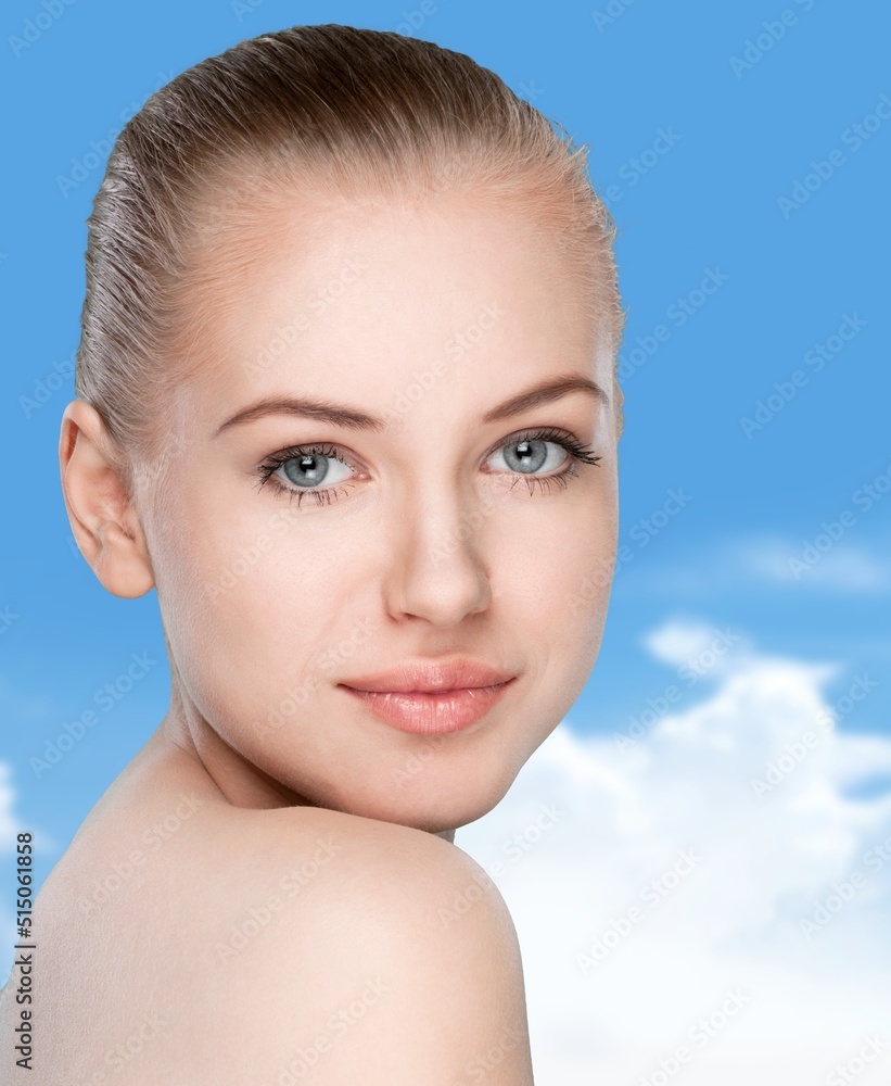 Beautiful woman model with natural makeup and clean fresh skin. Face care, Facial treatment, Cosmetology, beauty and spa, Women portrait. Beautiful woman model with natural makeup and clean fresh skin. Face care, Facial treatment, Cosmetology, beauty and spa, Women portrait.