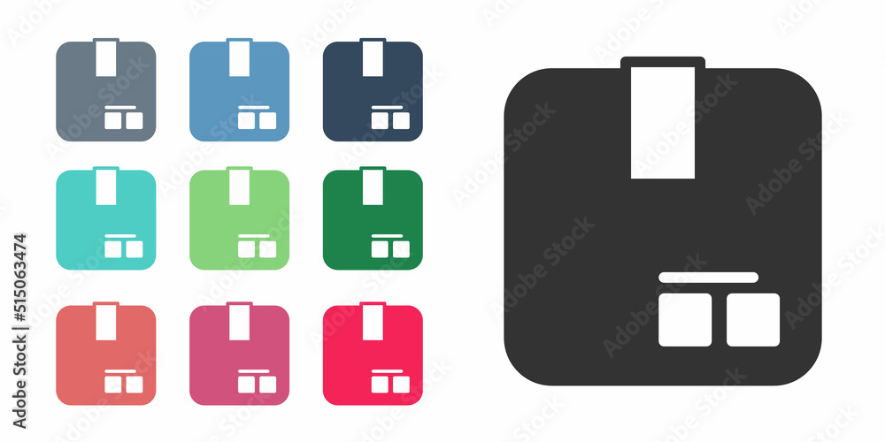 Black Carton cardboard box icon isolated on white background. Box, package, parcel sign. Delivery and packaging. Set icons colorful. Vector Black Carton cardboard box icon isolated on white background. Box, package, parcel sign. Delivery and packaging. Set icons colorful. Vector