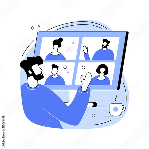 Distance working abstract concept vector illustration.