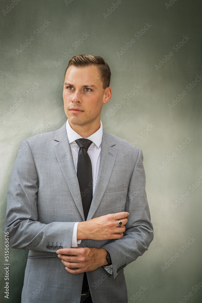Portrait of Young European Businessman in New York City.