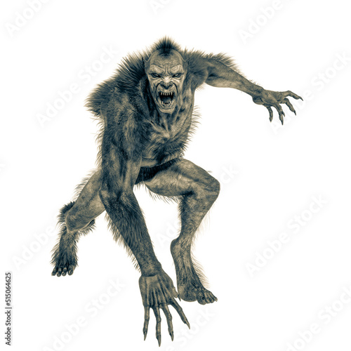 lycan monster is attacking in a white background
