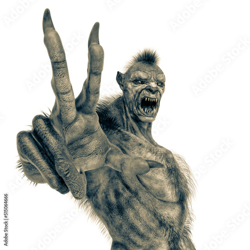 lycan monster is in peace and love in a white background photo