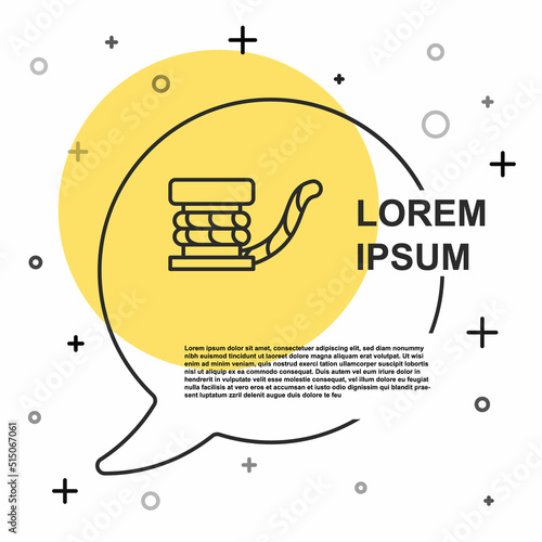 Black line Marine bollard with rope tied on pier icon isolated on white background. Random dynamic shapes. Vector