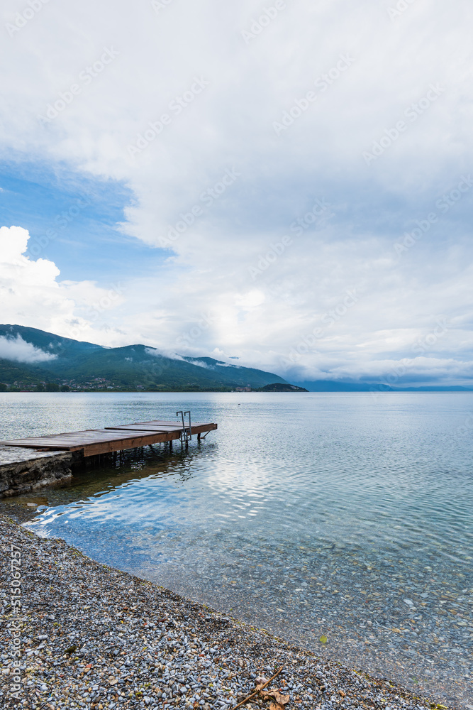 Lake Ohrid landscape view , North Macedonia. Lake Ohrid is one of the most famous tourist sights in Macedonia