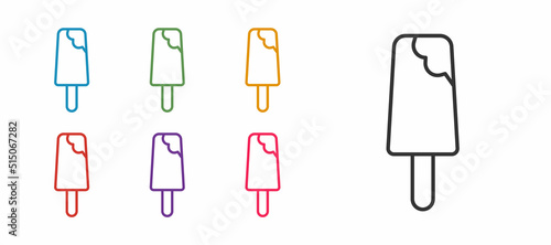 Set line Ice cream icon isolated on white background. Sweet symbol. Set icons colorful. Vector