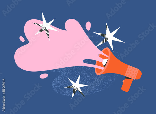 Loudspeaker, megaphone illustration. Making announcements, public speech. Promotion, advertisement, attention concept. Talking in a loud speaker. Isolated trendy vector