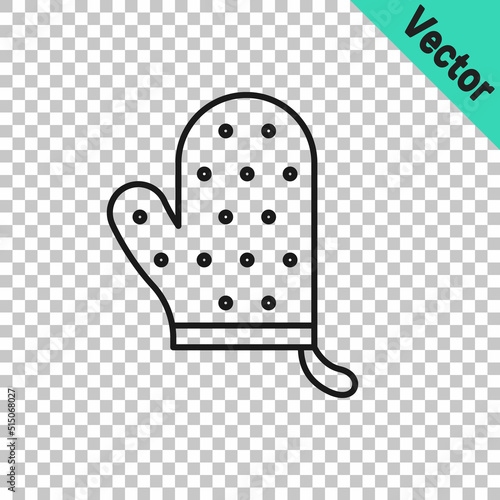 Black line Oven glove icon isolated on transparent background. Kitchen potholder sign. Cooking glove. Vector
