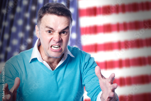 Propaganda, fake news and zombification in Usa. American TV propagandist and charlatan: political polarization, post-truth politics. Disinformation, sensationalism and clickbait headlines