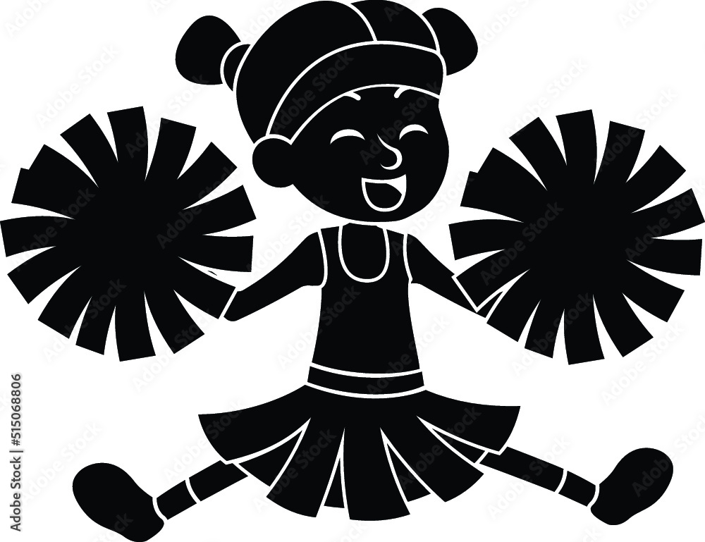 Cheerleaders Girls Dancing with Pompoms Vector Stock Vector