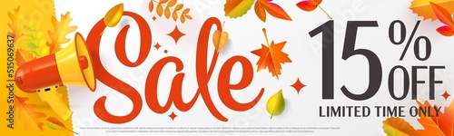 Autumn offer banner with sale up to 15 percent off