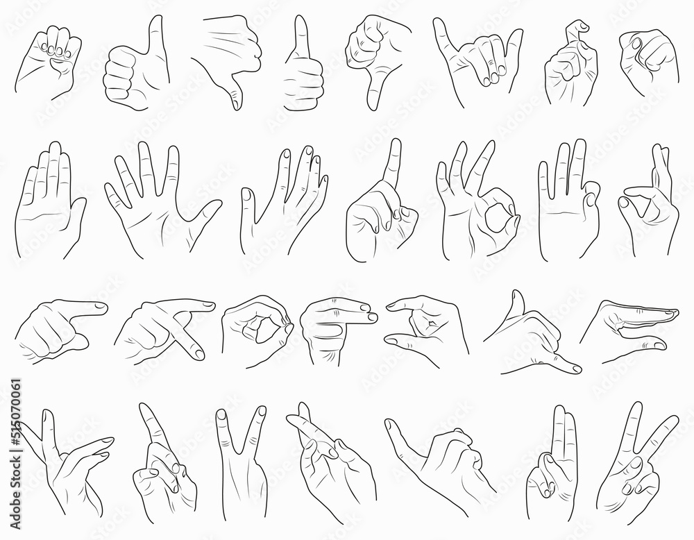 Isolated gestures of hands on white background Isolated gestures of hands on white background