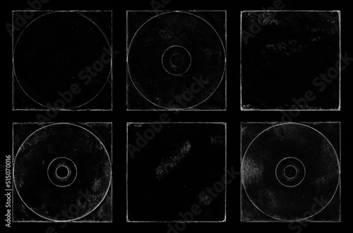 set of old paper texture in square frame for cover art. grungy frame in black background. can be used to replicate the aged look for your creative design. old paper edge elements for overlays photo