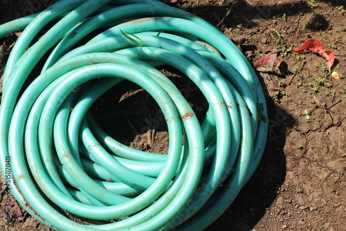 water hose on the ground