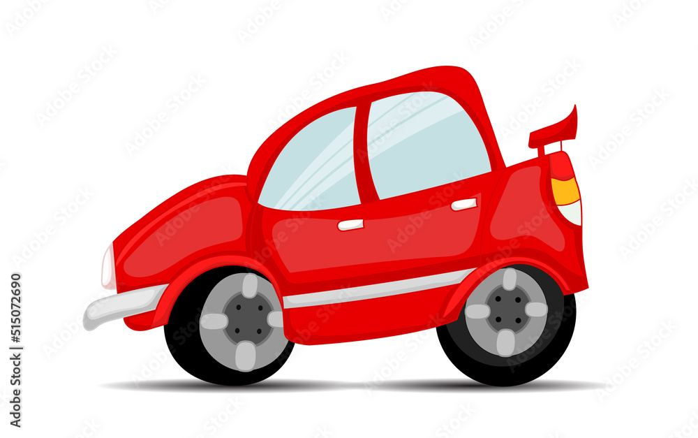 Funny red car cartoon vector illustration