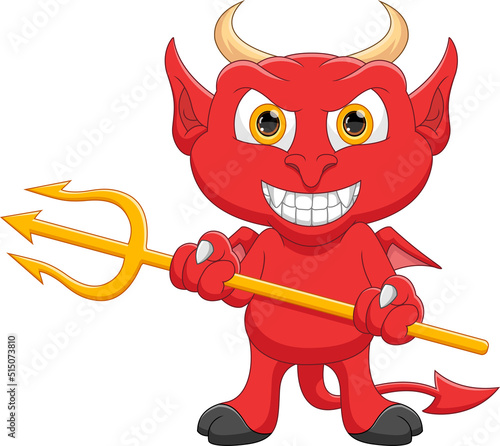 cartoon red devil holding trident