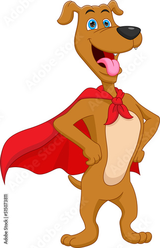 cartoon cute dog wearing super hero costume
