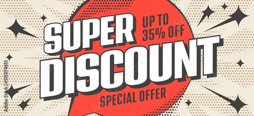 Banner advertising super discount up to 35 percent off