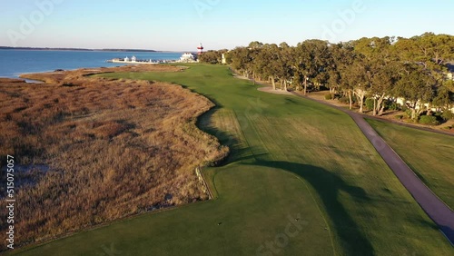 Aerial View of Harbour Town and lighthouse on Hilton Head Island South Carolina