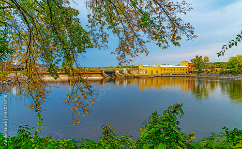 Fototapeta Naklejka Na Ścianę i Meble -  The Sartell Dam is a dam across the Mississippi River in Sartell, Minnesota.. The dam was used to generate hydroelectric power for the adjoining Sartell Paper Mill before it burned down.
