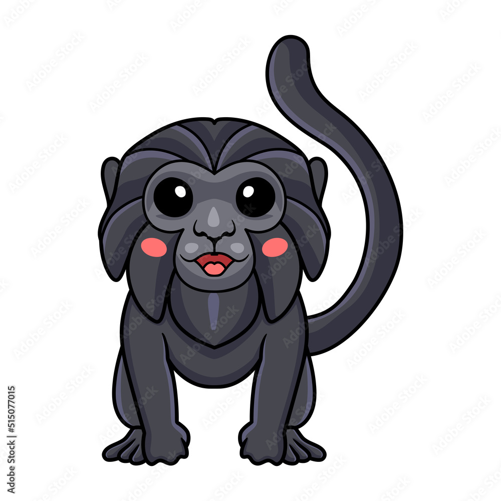 Naklejka premium Cute goeldi's monkey cartoon posing