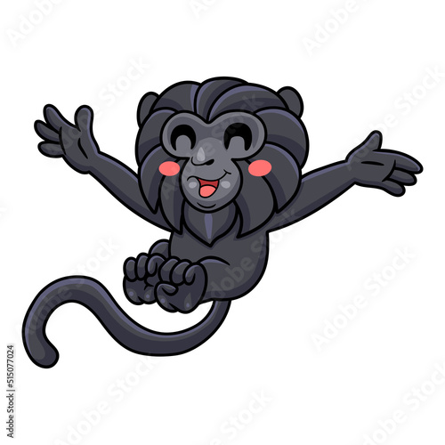 Cute goeldi's monkey cartoon posing photo