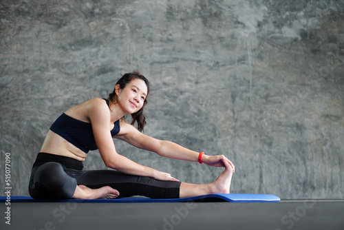 Asian girl in leggings, dumbbells, at the gym, sport, fitness lifestyle, burning energy, healthy concept. exercise