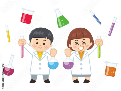 白衣を着た子供　博士　化学者　科学者