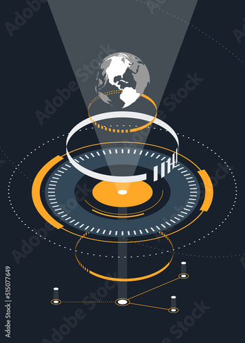 Abstract modern futuristic circuit technology and digital background isometric style