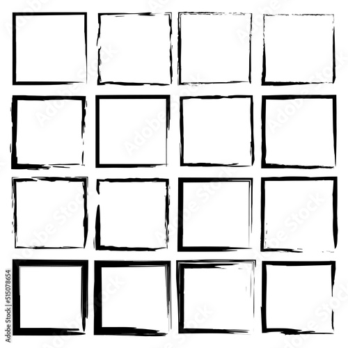 brush squares. Square frame. Modern design. Ink paint brush stain. Vector illustration. stock image. 
