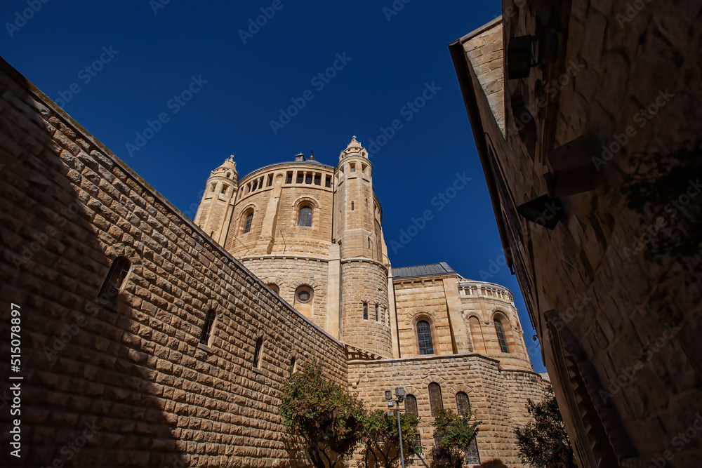 Dormition Abbey (Hagia Maria Sion Abbey) in old town of Jerusalem, Israel