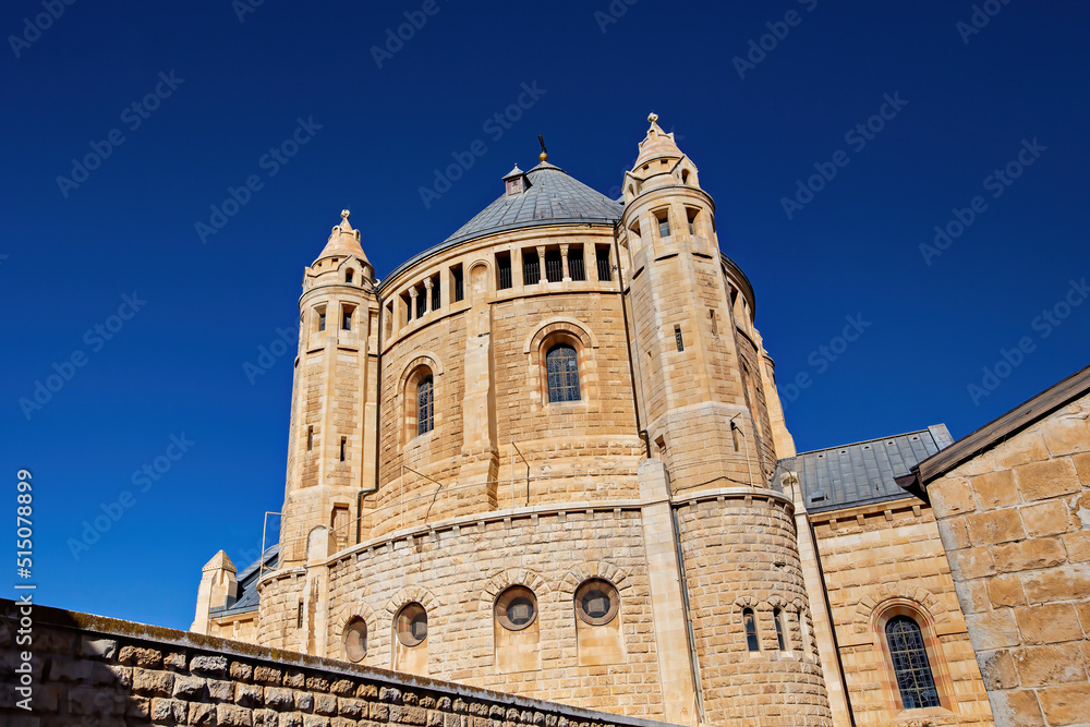 Dormition Abbey (Hagia Maria Sion Abbey) in old town of Jerusalem, Israel