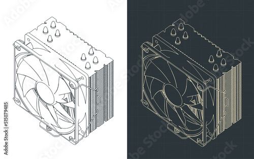 CPU Cooler isometric blueprint