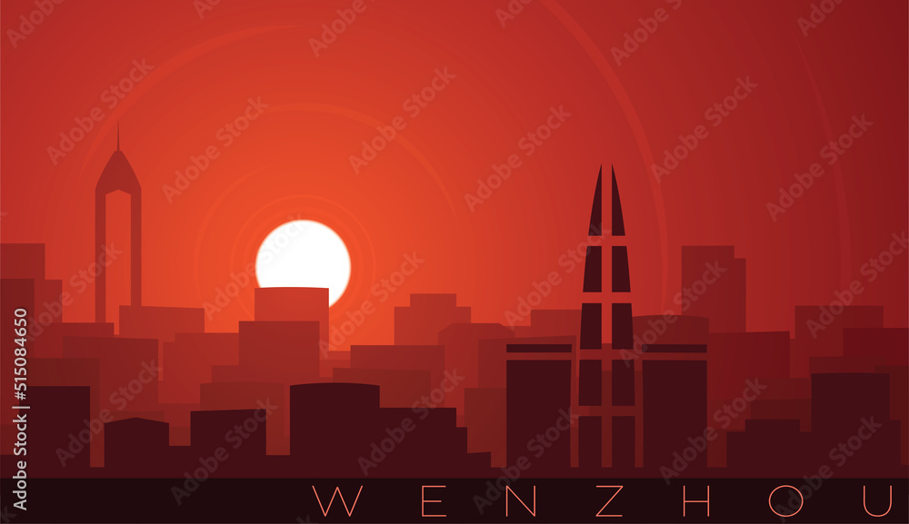 Wenzhou Low Sun Skyline Scene