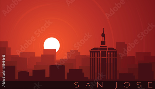 San Jose Low Sun Skyline Scene