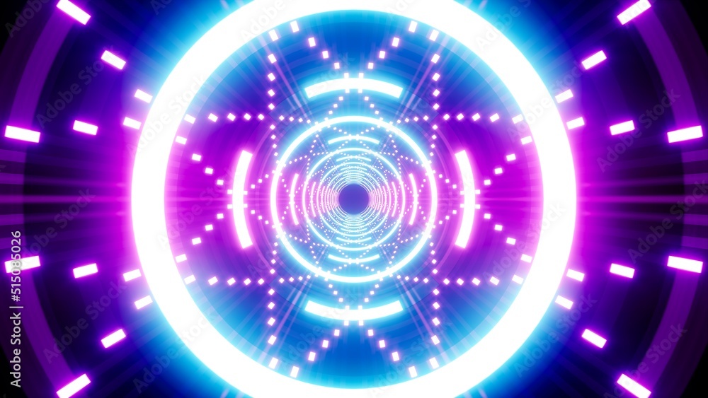 Dazzling Geometric Pattern Neon Light Tunnel Art