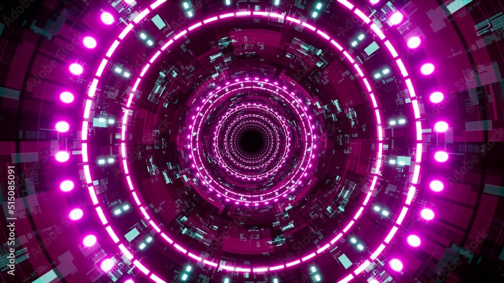 Obraz premium purple lights in the cyber tunnel