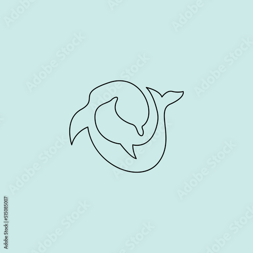 minimalist orca whale logo vector line art illustration design