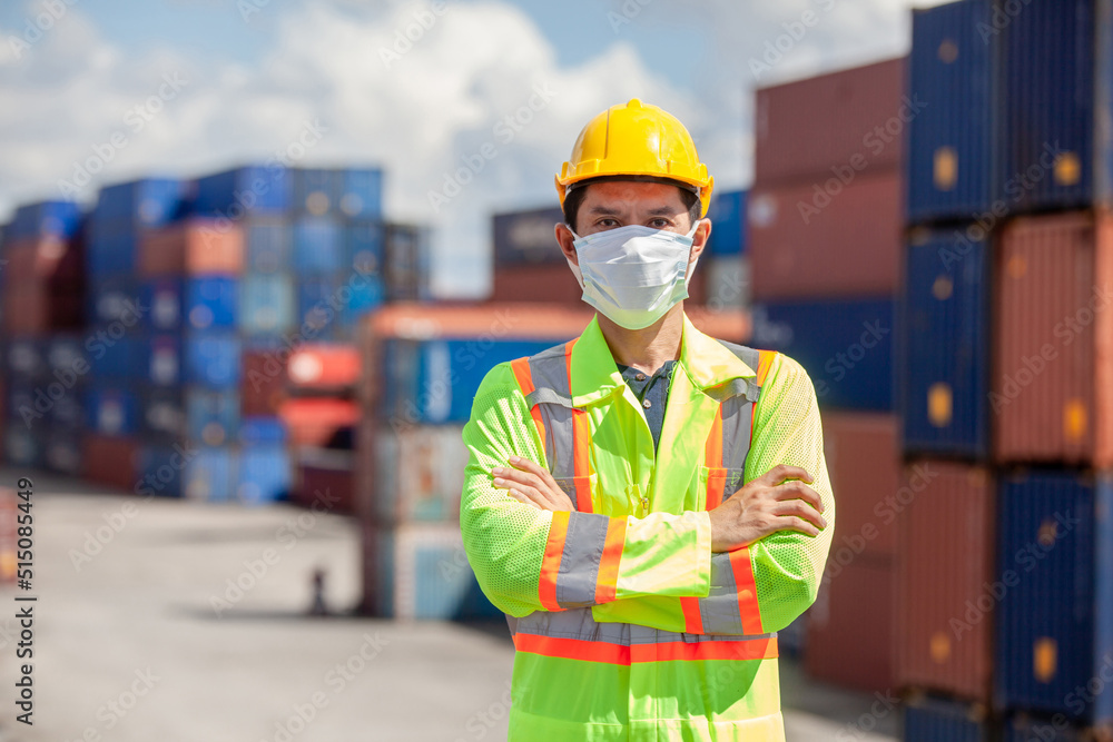 Foreman containers cargo inspector working. Cargo freight ship for import export. concept shipping, business and transportations. Foreman containers cargo inspector working. Cargo freight ship for import export. concept shipping, business and transportations.