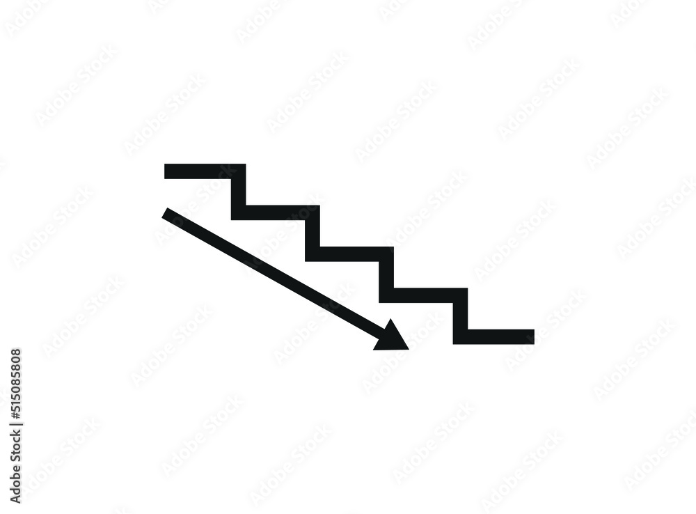 Go down the stairs vector icon, isolated on white background