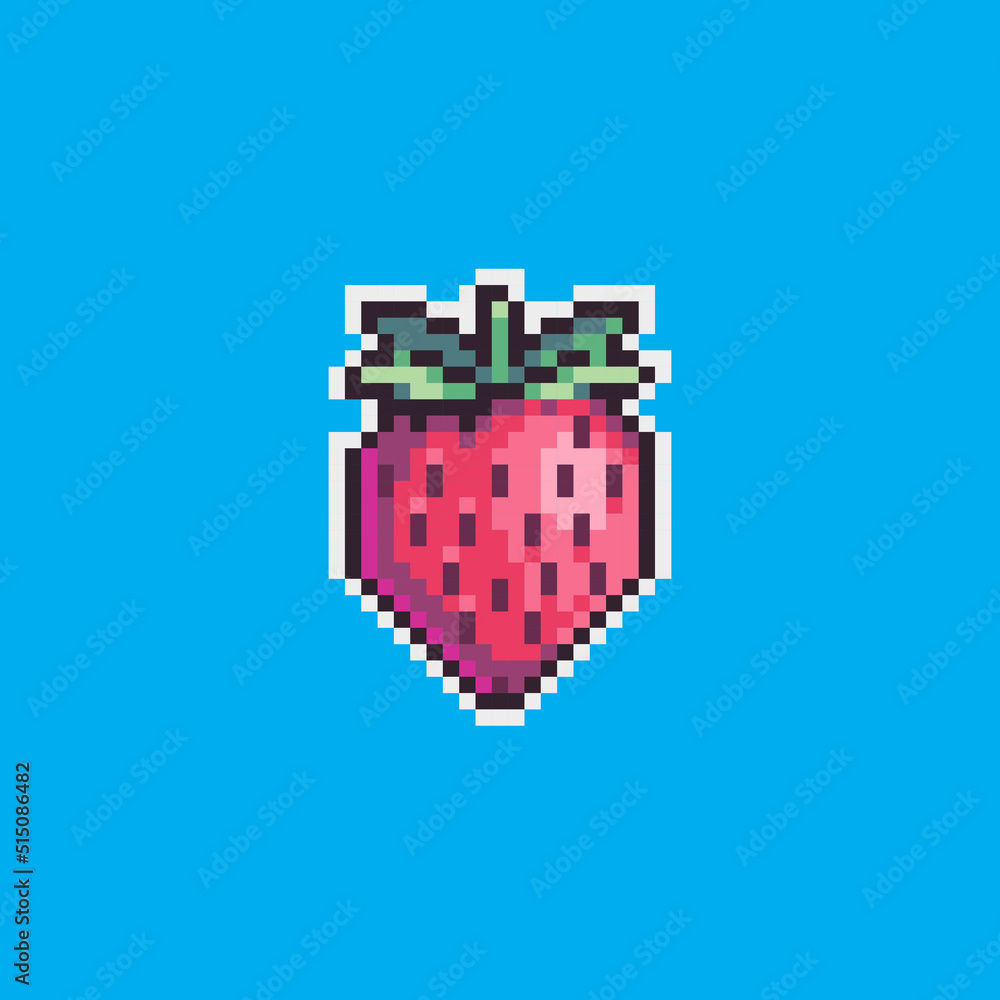Fully Editable Pixel Art Vector Illustration Strawberry For Game